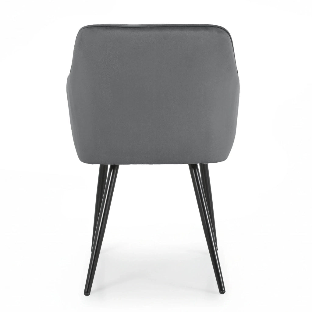 Set di 2 Sedie in velluto trapuntato DIAMANTE Grafite gambe nere