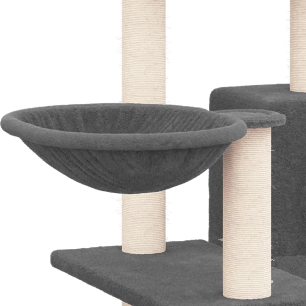 Tiragraffi per gatti torre per arrampicata giocattolo piattaforma per arrampicata con tiragraffi in sisal scuro 82 cm grigio 02_0022705