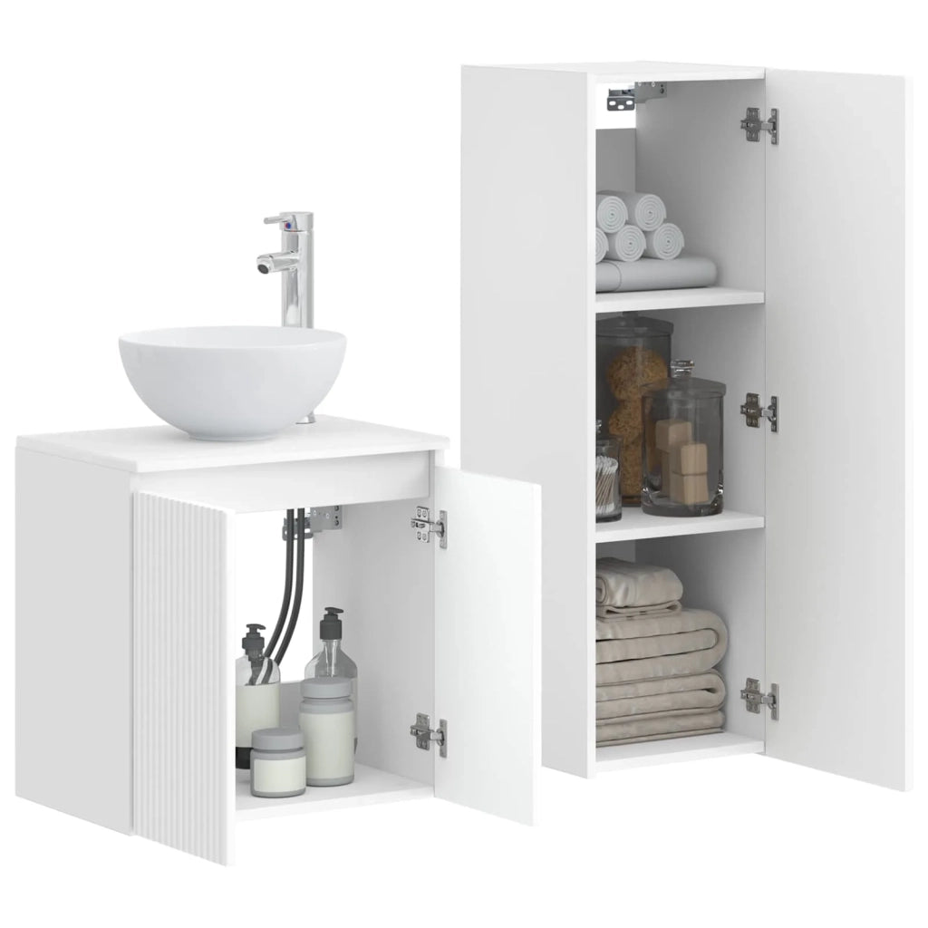 Set di mobili per il bagno 2 pz Bianco Lucido 3406117