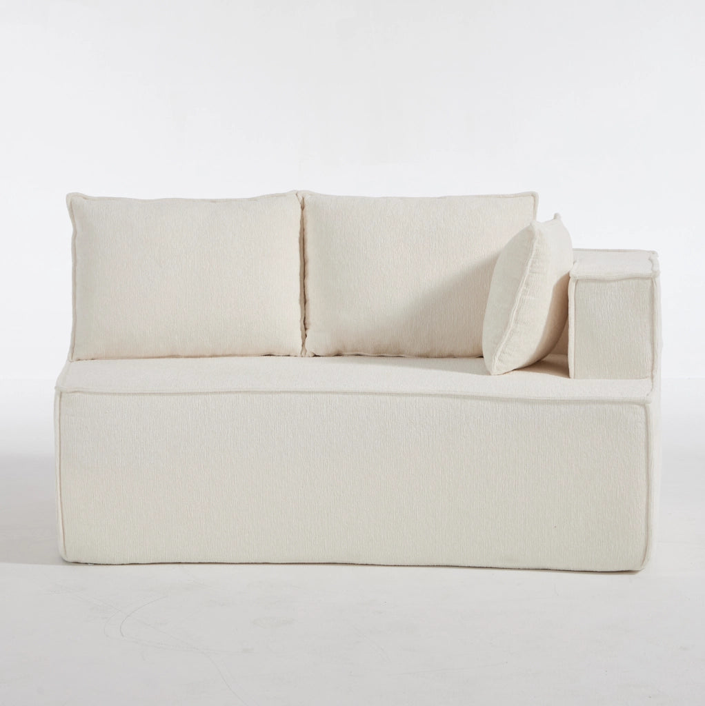 Divano modulare curvo dal design moderno in velluto bianco per soggiorno