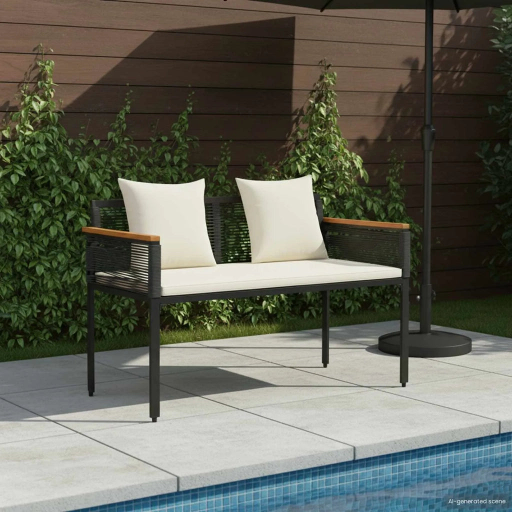Panchina da esterno Nero e Bianco Crema 117 x 54 x 74.5 cm 42025238