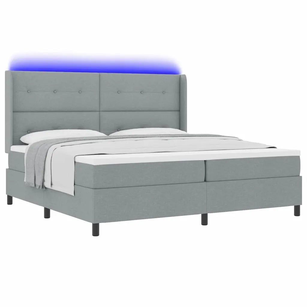 Letto a Sorgente LED Grigio chiaro 200 x 200 cm Tessuto 3343525