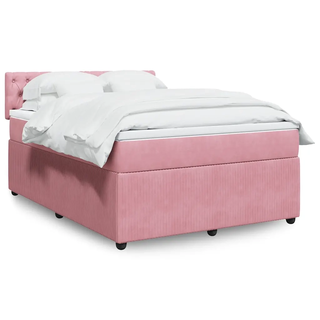 Giroletto a Molle con Materasso Rosa 160x200 cm in Velluto 3287793