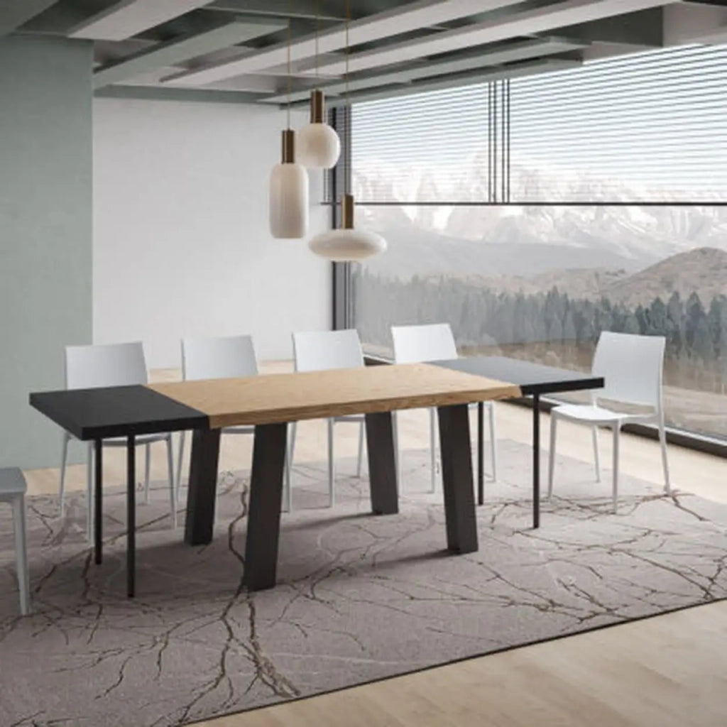 Tavolo allungabile 160/260x90 cm Svalen rovere scortecciato gambe antracite