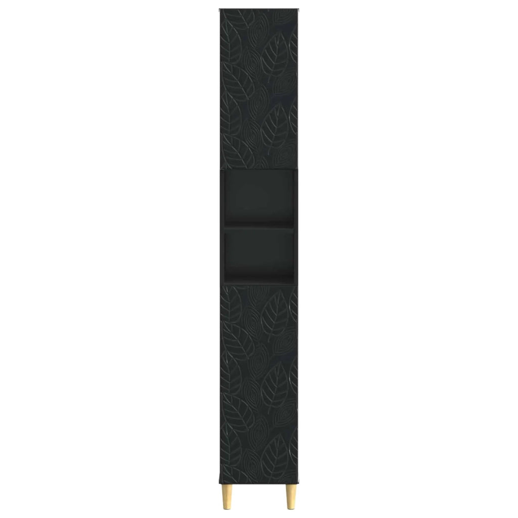 Armadio da Bagno con Ripiano Aperto DELFT Nero 30 x 31 x 190 cm 897036