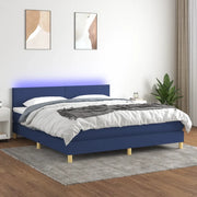 Letto a Molle con Materasso e LED Blu 180x200 cm in Tessuto 3133579