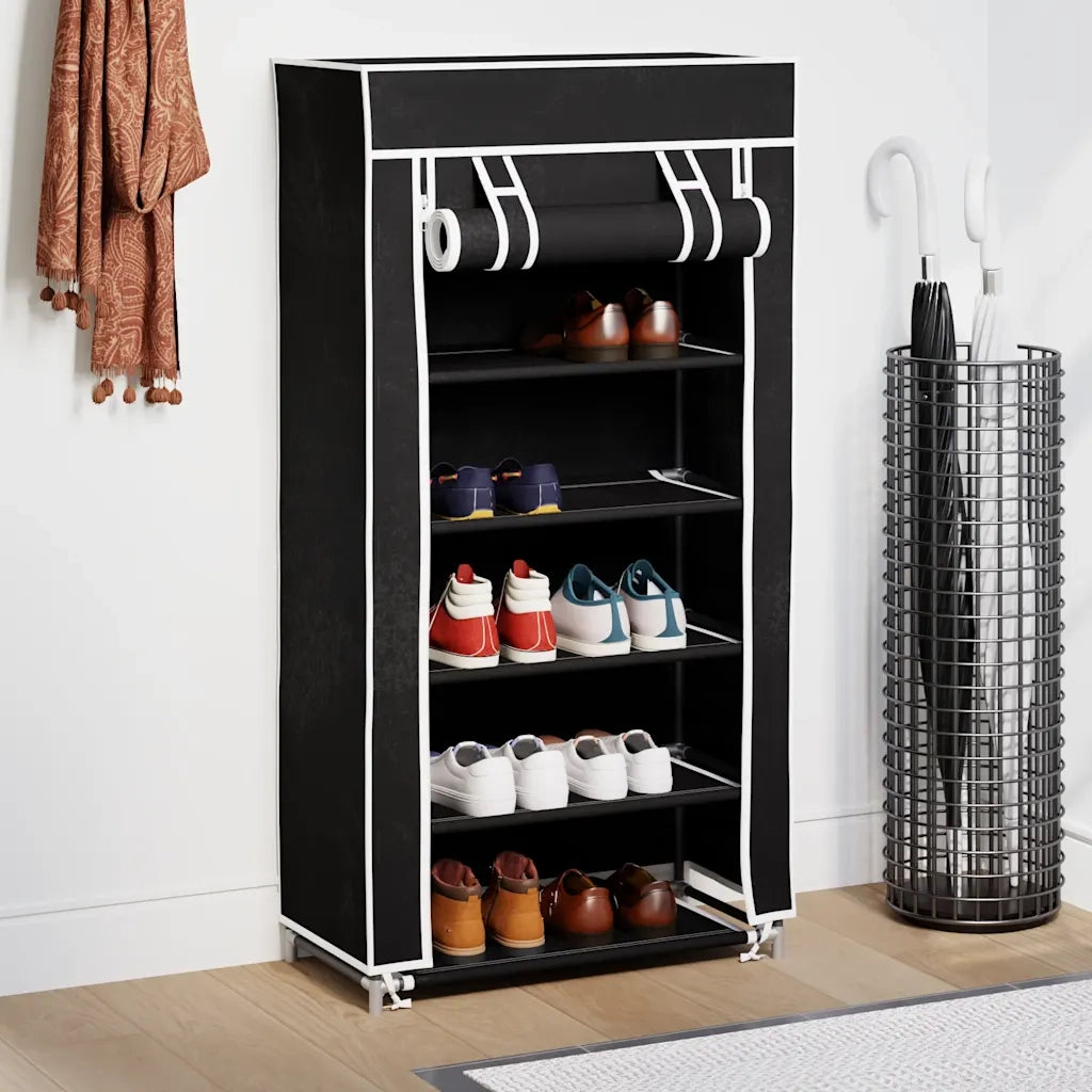 Scarpiera in Tessuto Richiudibile 58 x 28 x 106 cm Nera 240503