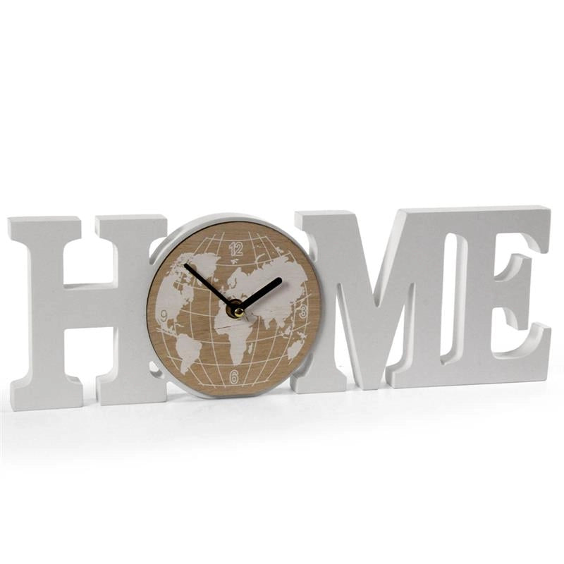 OROLOGIO IN LEGNO "HOME" DA PARETE O TAVOLO 39 X 2 X 13H CM