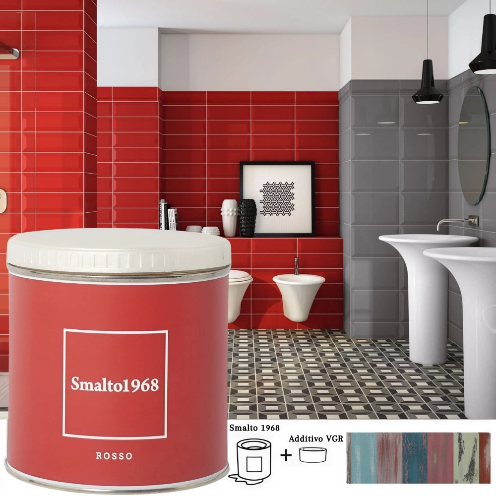 Smalto1968 base acqua vgr piastrelle ceramiche supporti difficili l 0.5 *** colore- rosso, confezione 1