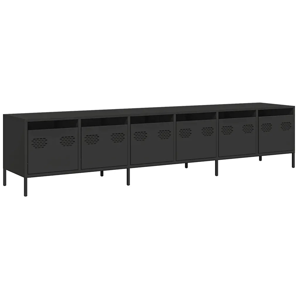Mobile TV Nero 202x39x43,5 cm in Acciaio Laminato a Freddo 3307149