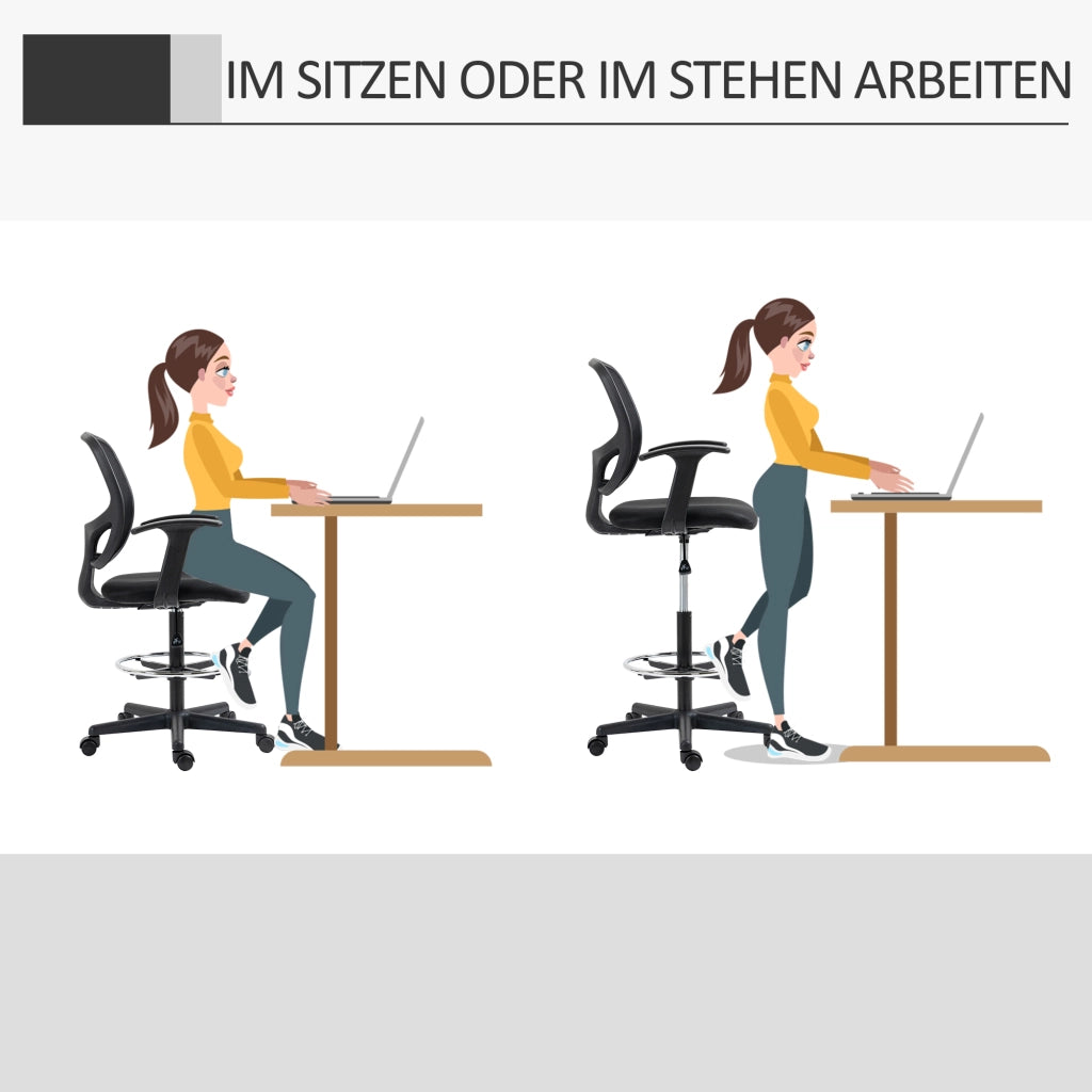 Sedia da ufficio ergonomica girevole con altezza regolabile poggiapiedi schienale in mesh e schiuma nera