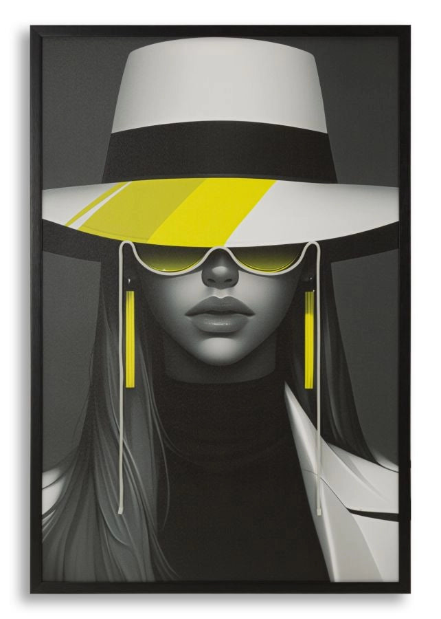 Stampa Artistica con LED integrati su Tela Moden Margot - Quadro glamour 80x120 cm - Stile Contemporaneo Bianco e Nero