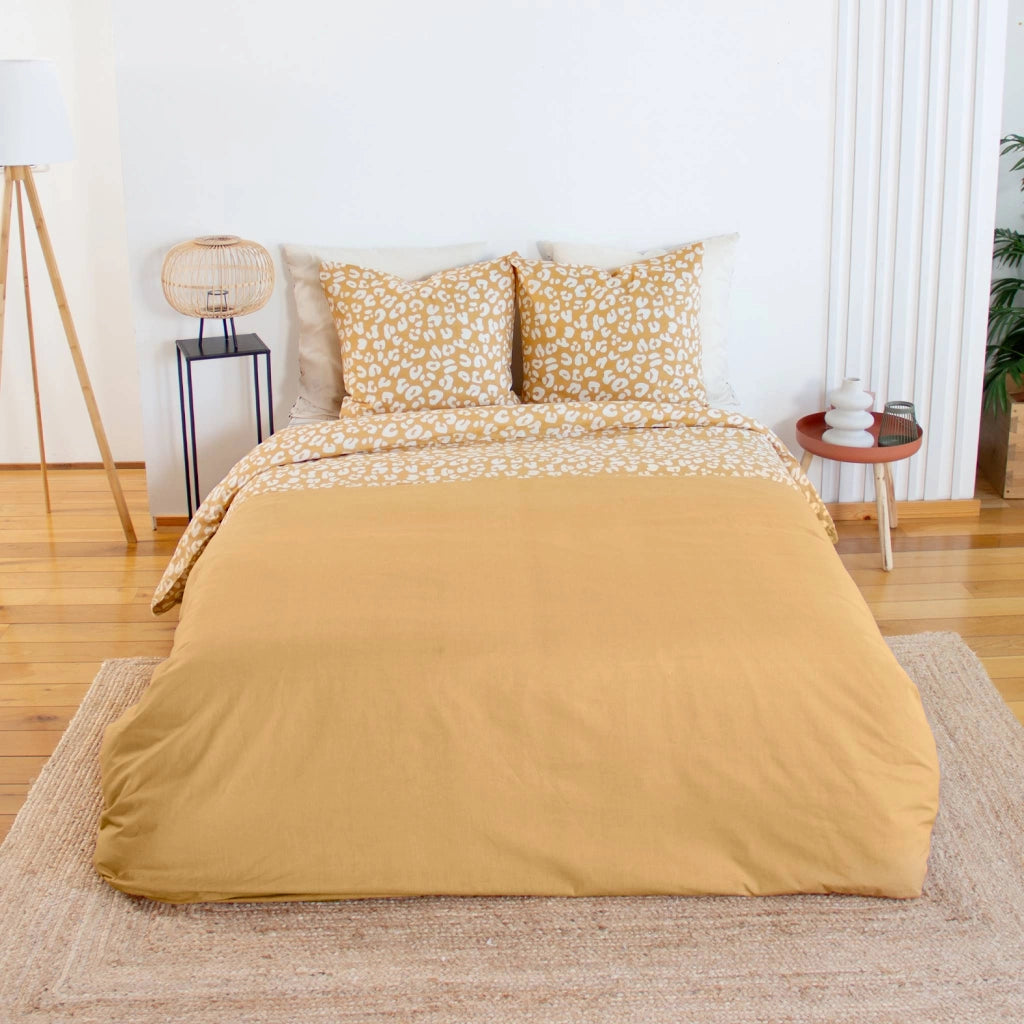Set biancheria da letto in cotone reversibile con stampa leopardata