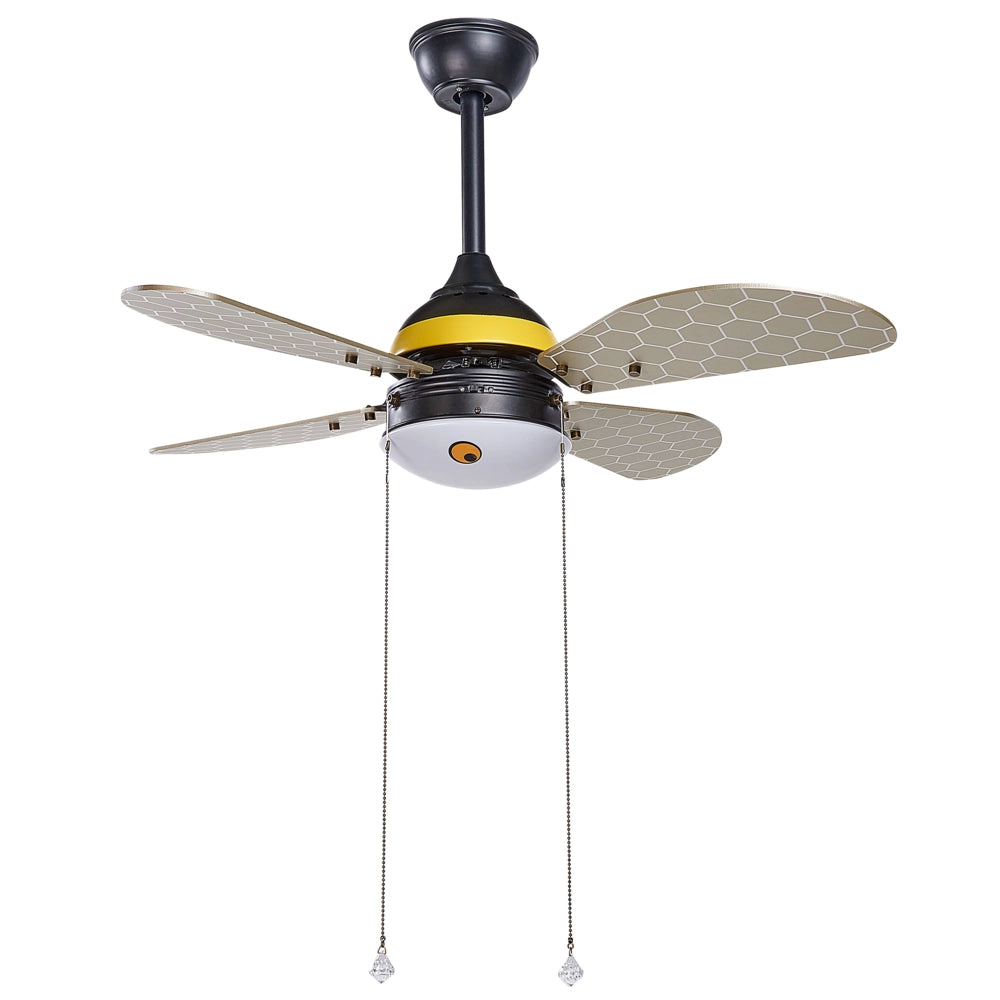 Ventilatore da soffitto per cameretta a forma di ape con lame grigie bambini colorato