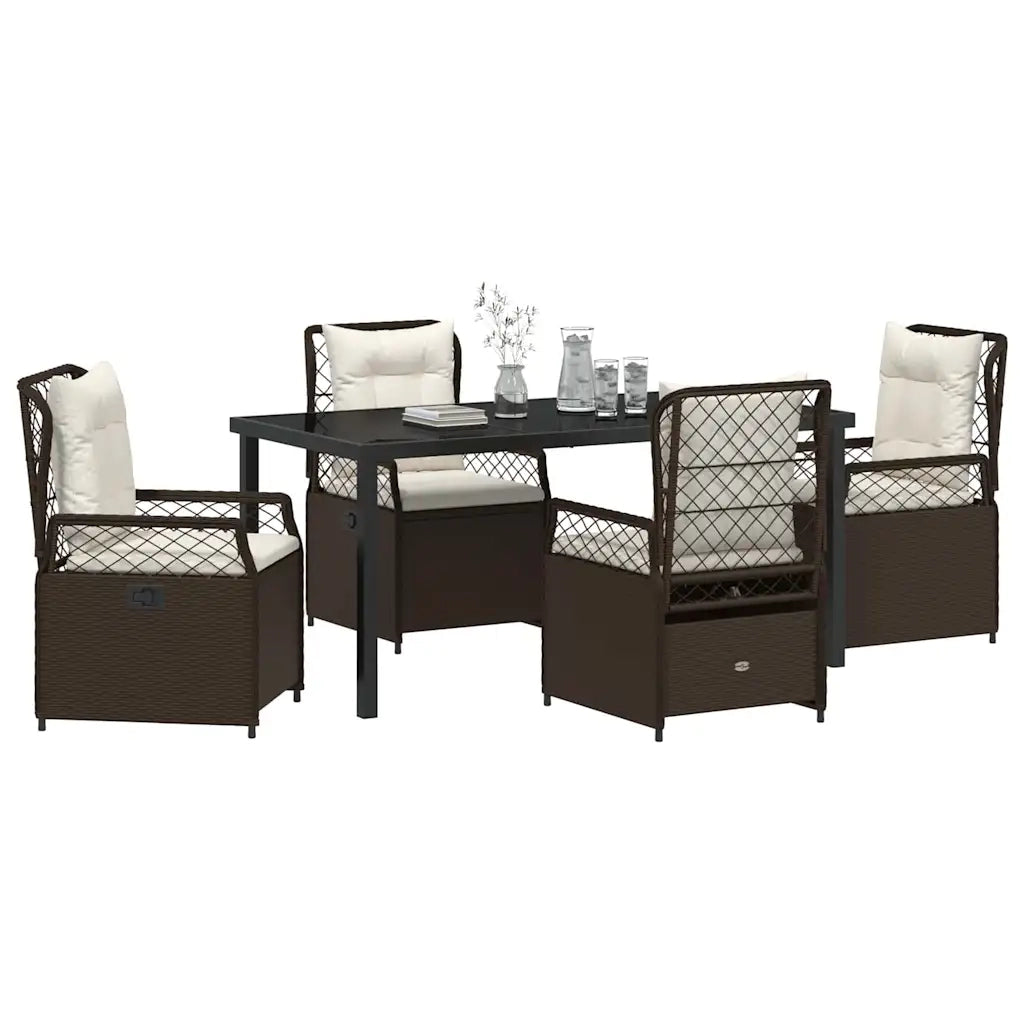 Set da Pranzo per Giardino 5 pcs Marrone polyrattan 3380991