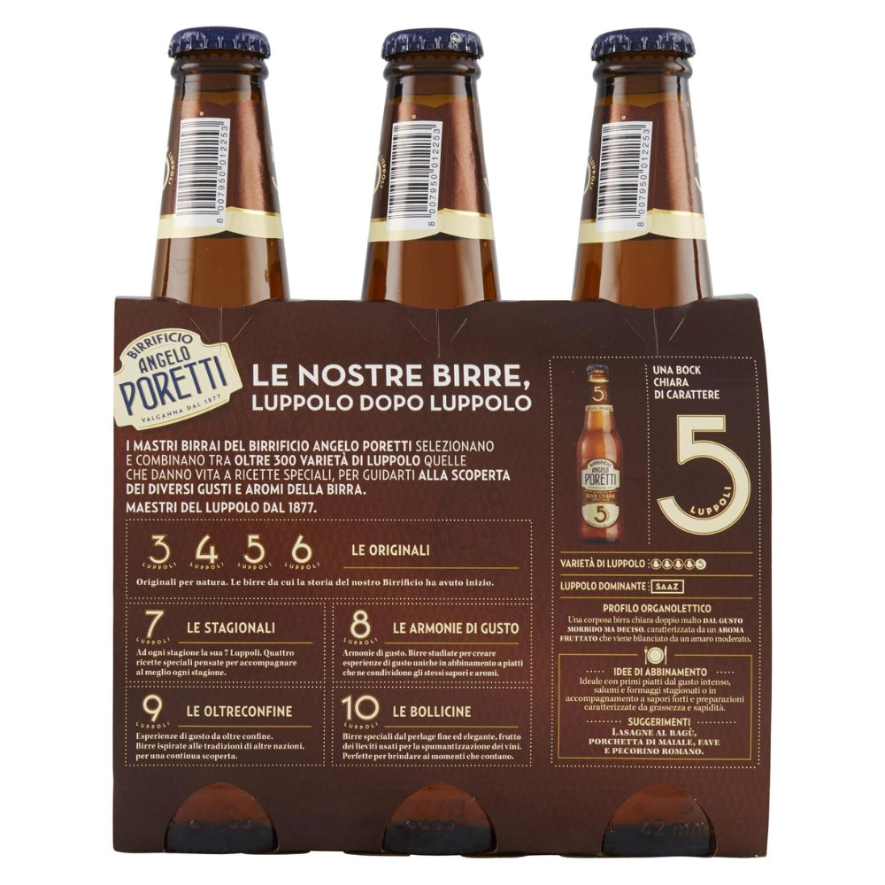 Birrificio angelo poretti birra 5 luppoli bock chiara 12 bottiglie da 33 cl