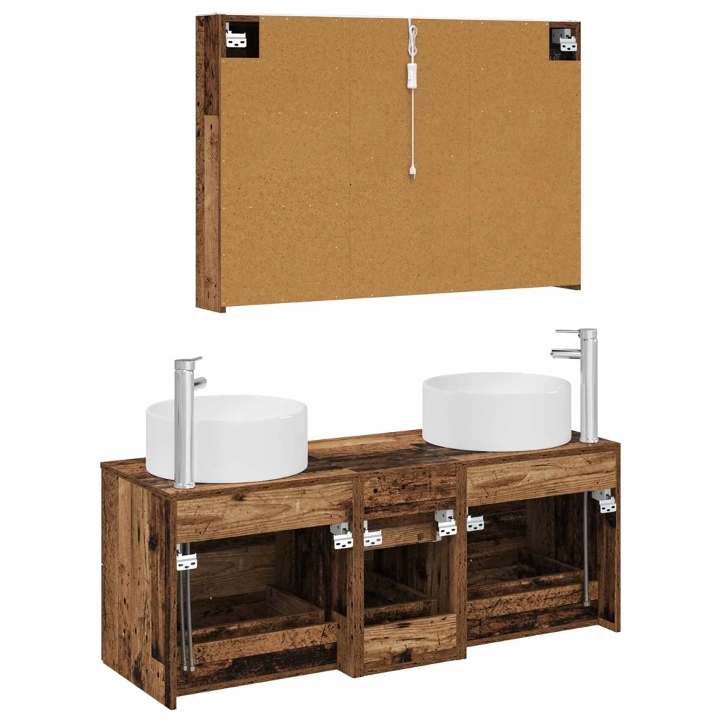Set di mobili per il bagno 4 pcs Legno antico 3407109