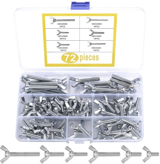 Viti a vela in carbonio da 72 pezzi M5 M6 - viti a vela metriche a mano per fissaggio su macchina
