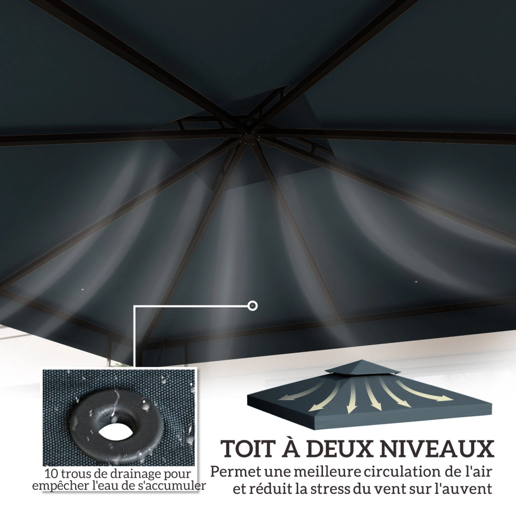 Tenda da giardino 3x3 m ¨C zephmum ¨C grigio scuro 180 g/m2