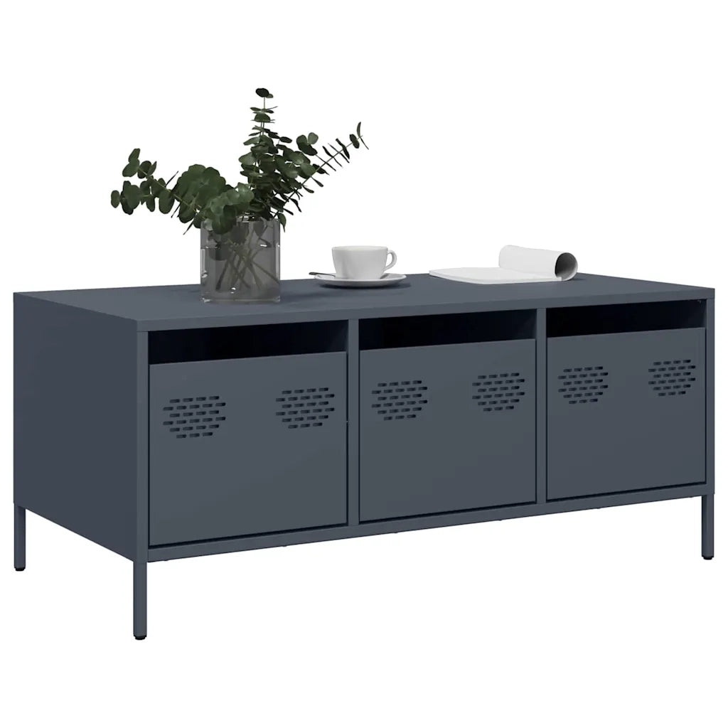 vidaXL Tavolino Antracite 101,5x50x43,5cm in Acciaio Laminato a Freddo