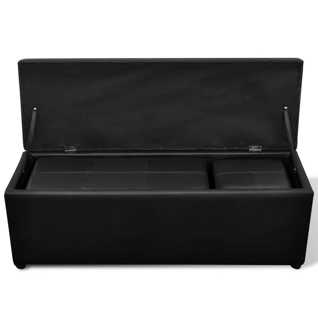 Set di 3 panche impilabili con vano portaoggetti nero 115 cm 3002020