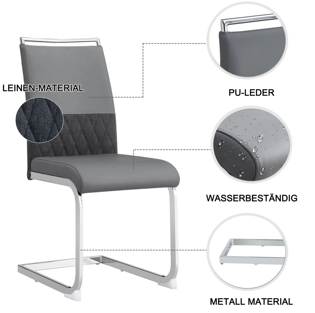Sedia moderna grigia ergonomica con schienale imbottito