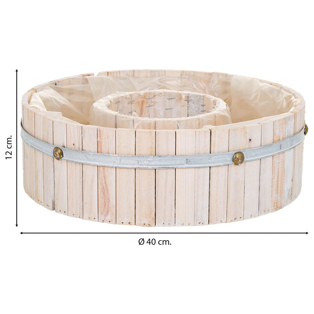 Cesto tondo in legno marrone 40x40x12h