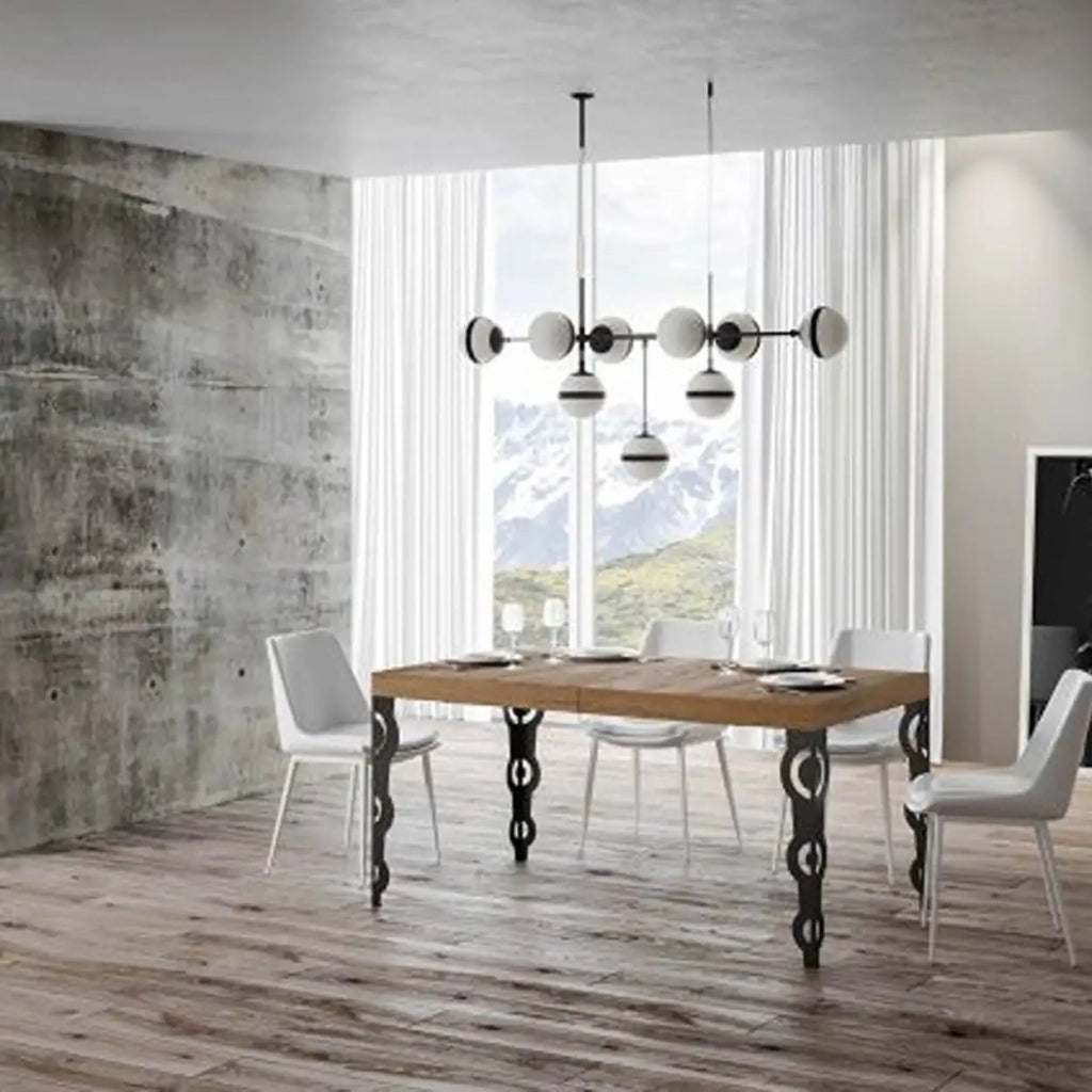 Tavolo allungabile 200/460x90 cm Karamay Premium colore quercia natura gambe antracite