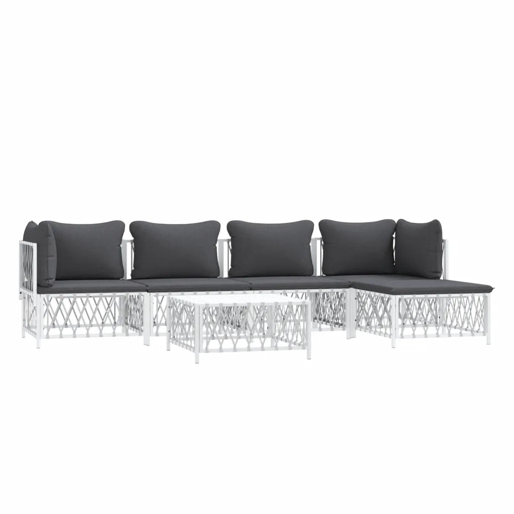 Set Salotto da Giardino 6 pz con Cuscini in Acciaio Bianco 3186866