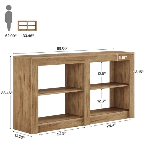 Tavolo consolle a 3 livelli in MDF marrone 150 x 35 x 85 cm