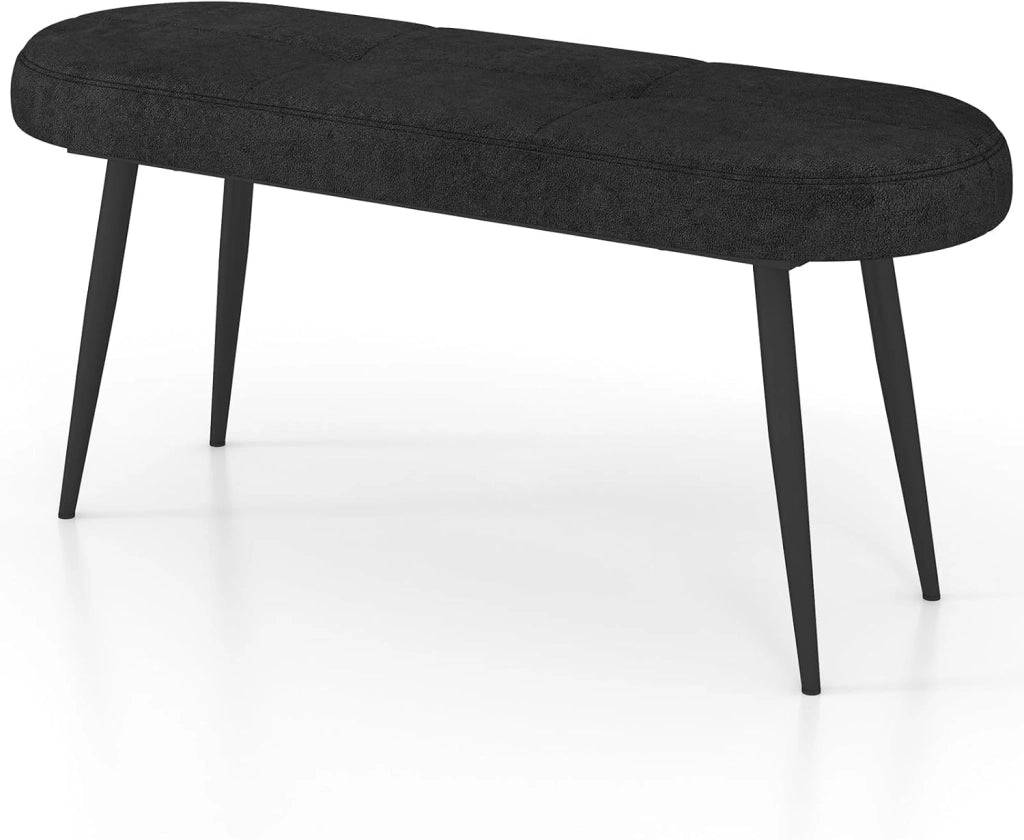 Panchina Ingresso, Panca Imbottita con Cuscino Spesso, Panca Letto con Gambe in Metallo, Portata 300 kg, con Design Trapuntato per Camera da Letto, Soggiorno, Nero/Grigio (Grigio)
