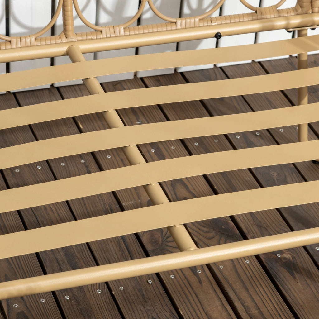 Set da Giardino Divano 2 Poltrone e Tavolino in Rattan PE Giallo