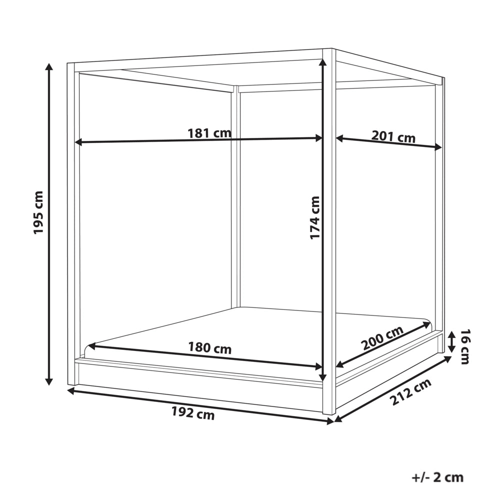 Letto in legno marrone chiaro 180 x 200 cm con baldacchino dal design minimalista
