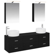 Set di mobili per il bagno 5 pcs Rovere Nero 3406992