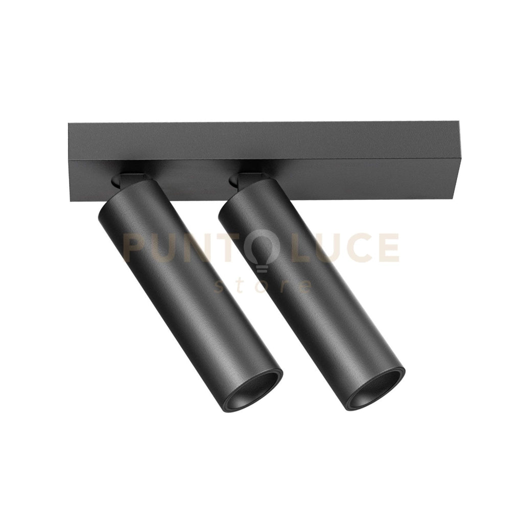 GFA1475H- FARETTO SPOT ORIENTABILE 2 LUCI ATTACCO LED 2700K 1001LM 2X7W COLORE NERO SATINATO D.3,5CM BASE 21,5X4,5CM