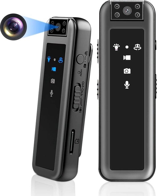Mini-camera HD 1080p corpo di ripresa con lente rotativa 180° camera portatile per la sicurezza registrazione foto e video con ciclo di riproduzione.