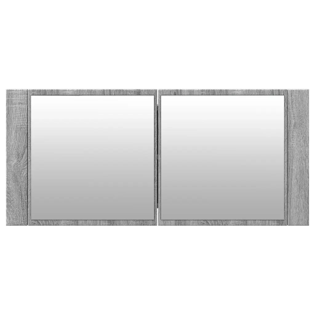 Armadietto Specchio con LED da Bagno-Mobile bagno con specchio Grigio Sonoma 100x12x45 cm