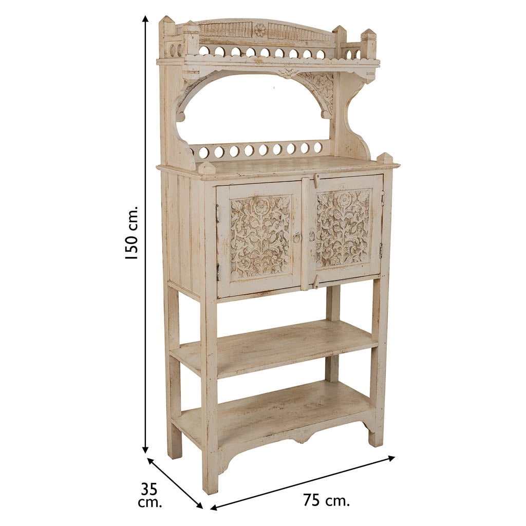 Credenza in legno bianca fatta a mano 75x35x150h