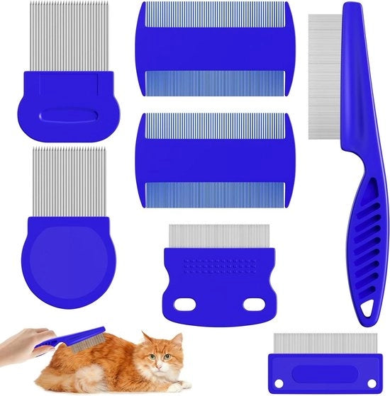 Set di 7 Spazzole per Rimuovere Macchie di Lacrimazione da Insetti Pulizia Strumento - Denti Fini per Gatti e Cani