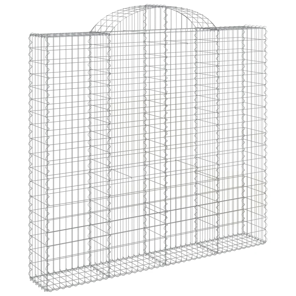 Set di 2 gabbioni ad arco per recinzione gabbia o muro di contenimento 200 x 50 x 180/200 cm ferro zincato argento 02_0041353