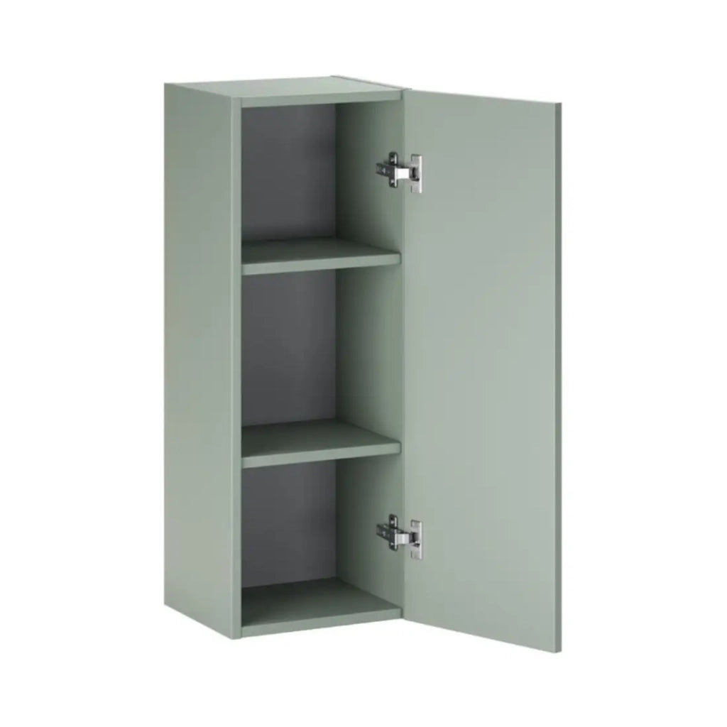 Mobili componibili OSTER 45cm – mobili sospesi verde salvia 1 porta e 6 nicchie arrotondate in rovere chiaro