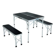 Tavolo da Campeggio ROI con 2 Panche Pieghevoli, Colore Nero