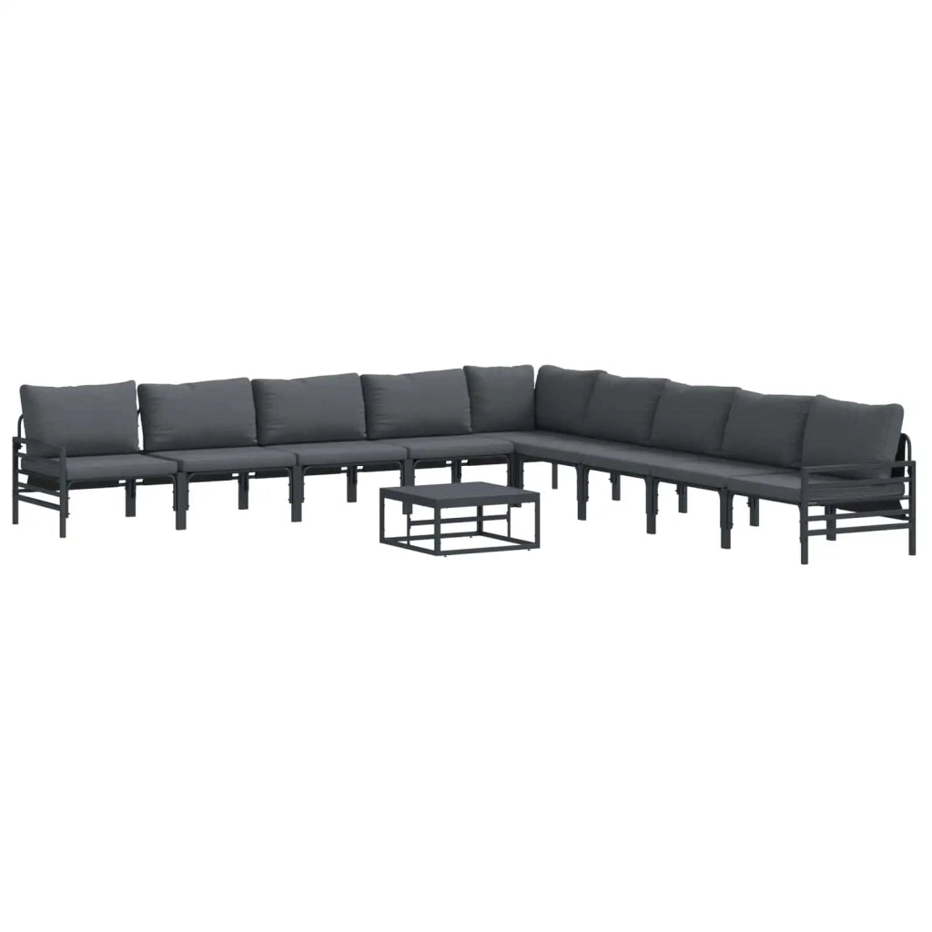 Set Divano da Giardino con cuscino 10 pcs Nero Acciaio 3378997