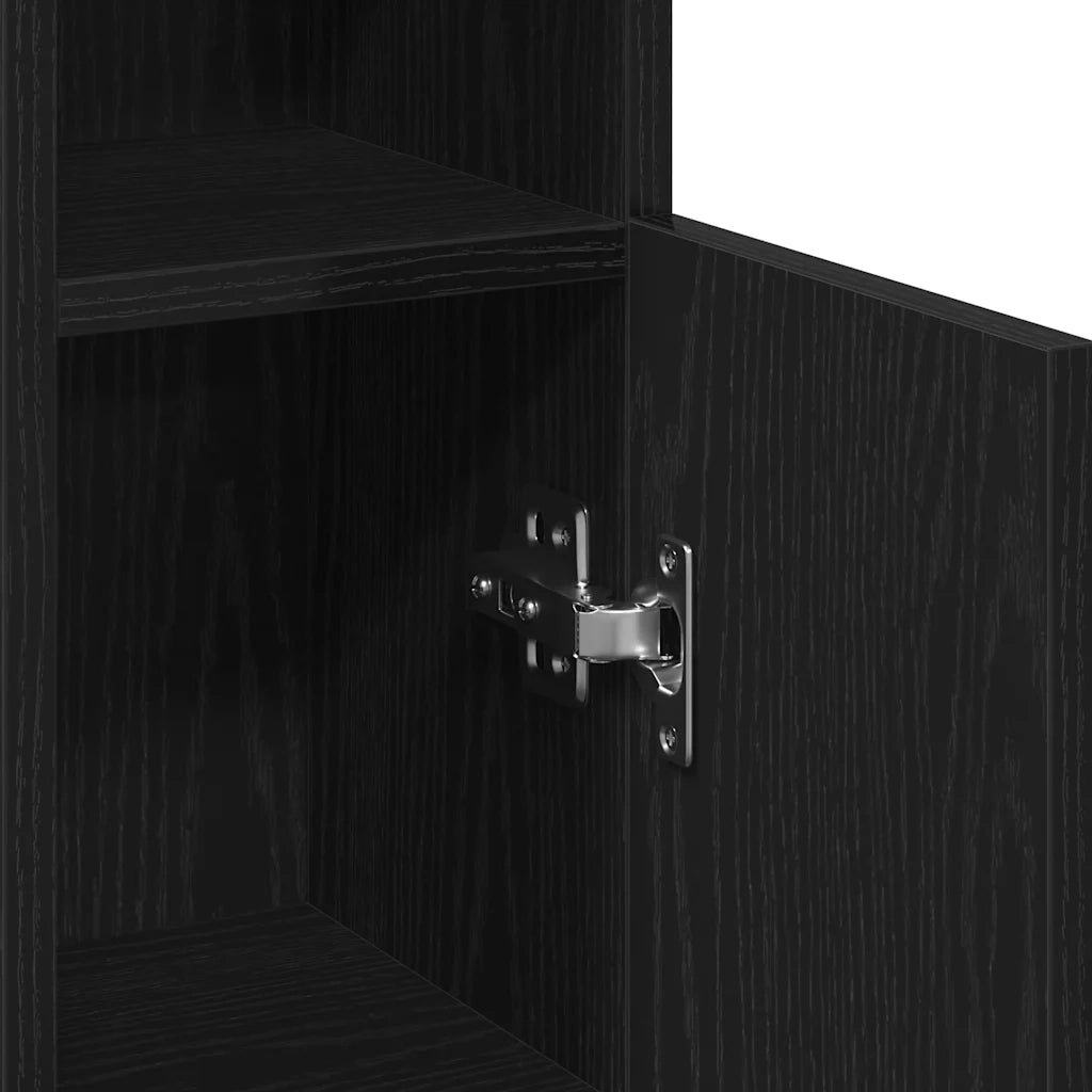 Mobile da Bagno con Portarotolo Nero 20,5x22x90 cm 858498