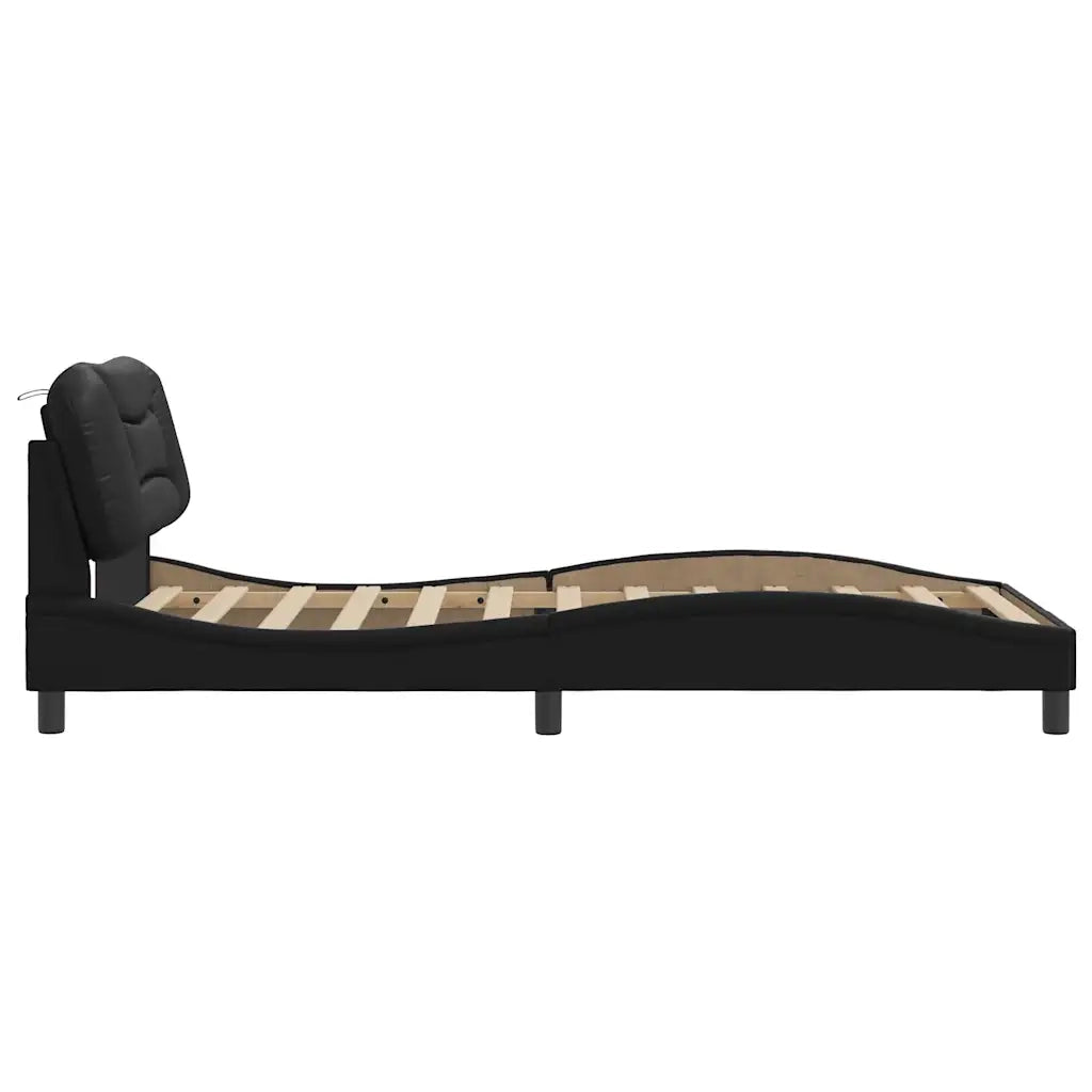 Giroletto senza Materasso-Struttura Letto Hvar Nero 100x200 cm in Similpelle
