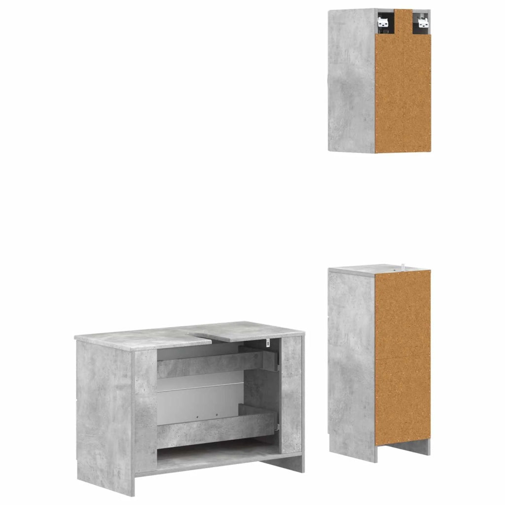 Set di armadietti da bagno in 3 pezzi UTRECHT Grigio Cemento 3417813