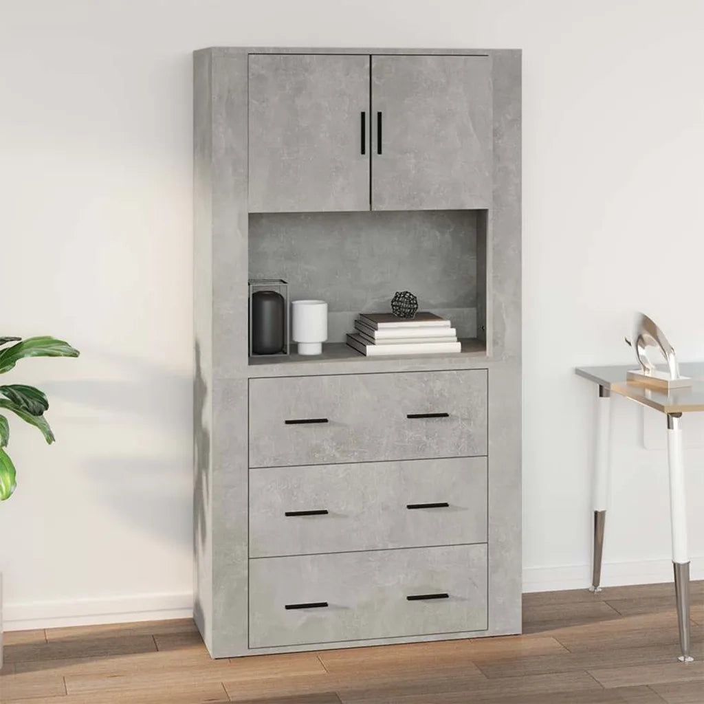 Armadietto a Muro | Mobile a Parete Grigio Cemento 80x33x80 cm in Legno Multistrato
