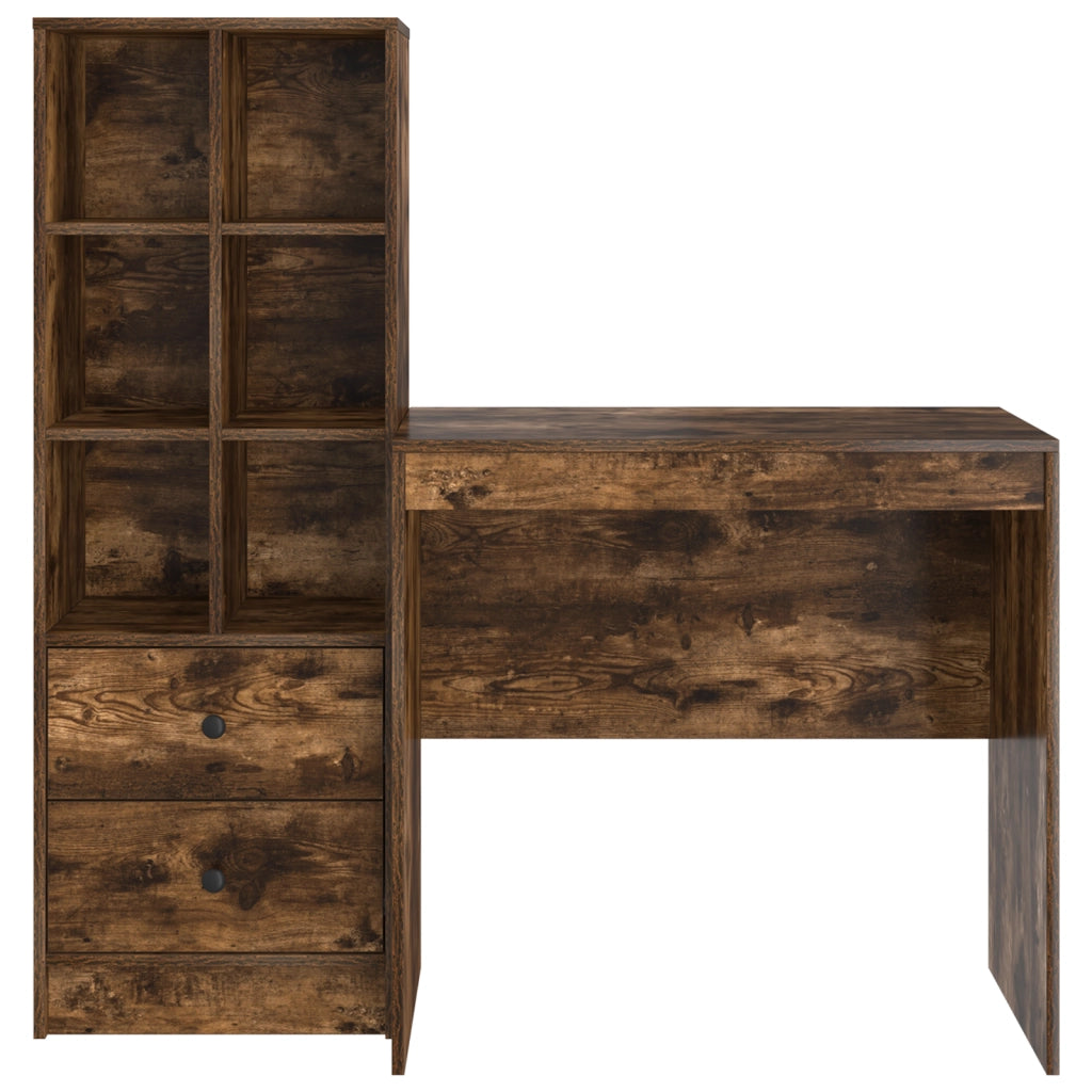 Scrivania con Storage  Rovere Affumicato Legno Ingegnerizzato