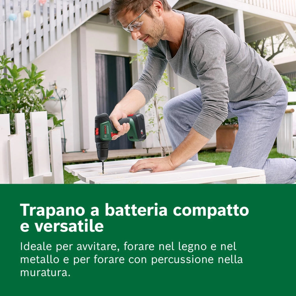Bosch Home and Garden 06039D4002 Bosch Trapano a Batteria UniversalDrill (2 Batterie, In Valigetta), Verde-Nero, 38.1 x 28.9 x 10 cm, sistema da 18 Volt