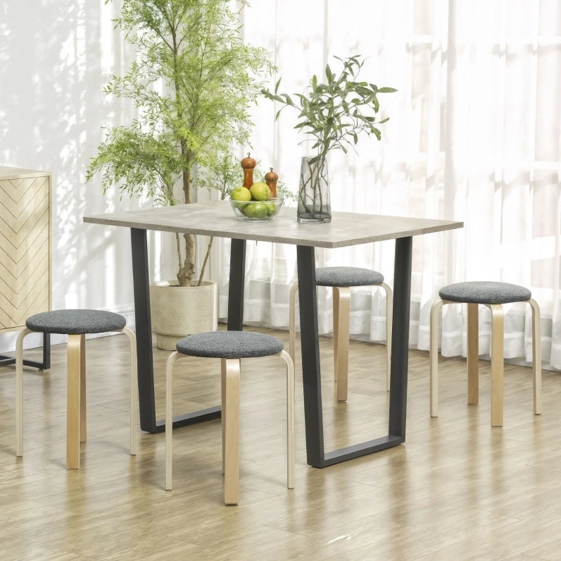 Set di 4 sgabelli impilabili grigi in legno